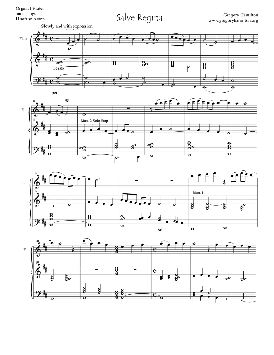 Salve Regina for Organ and Flute Woodwind Duet scores gallery preview page 1