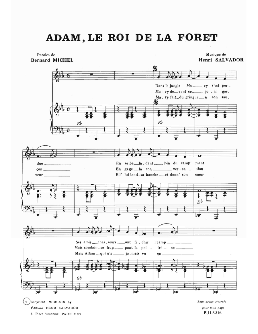 Adam Roi De La Foret Piano, Vocal, Guitar scores gallery preview page 1