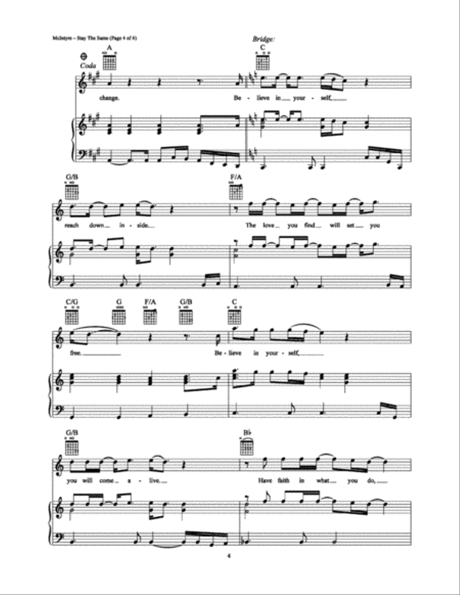 Stay the Same Piano, Vocal, Guitar scores gallery preview page 4