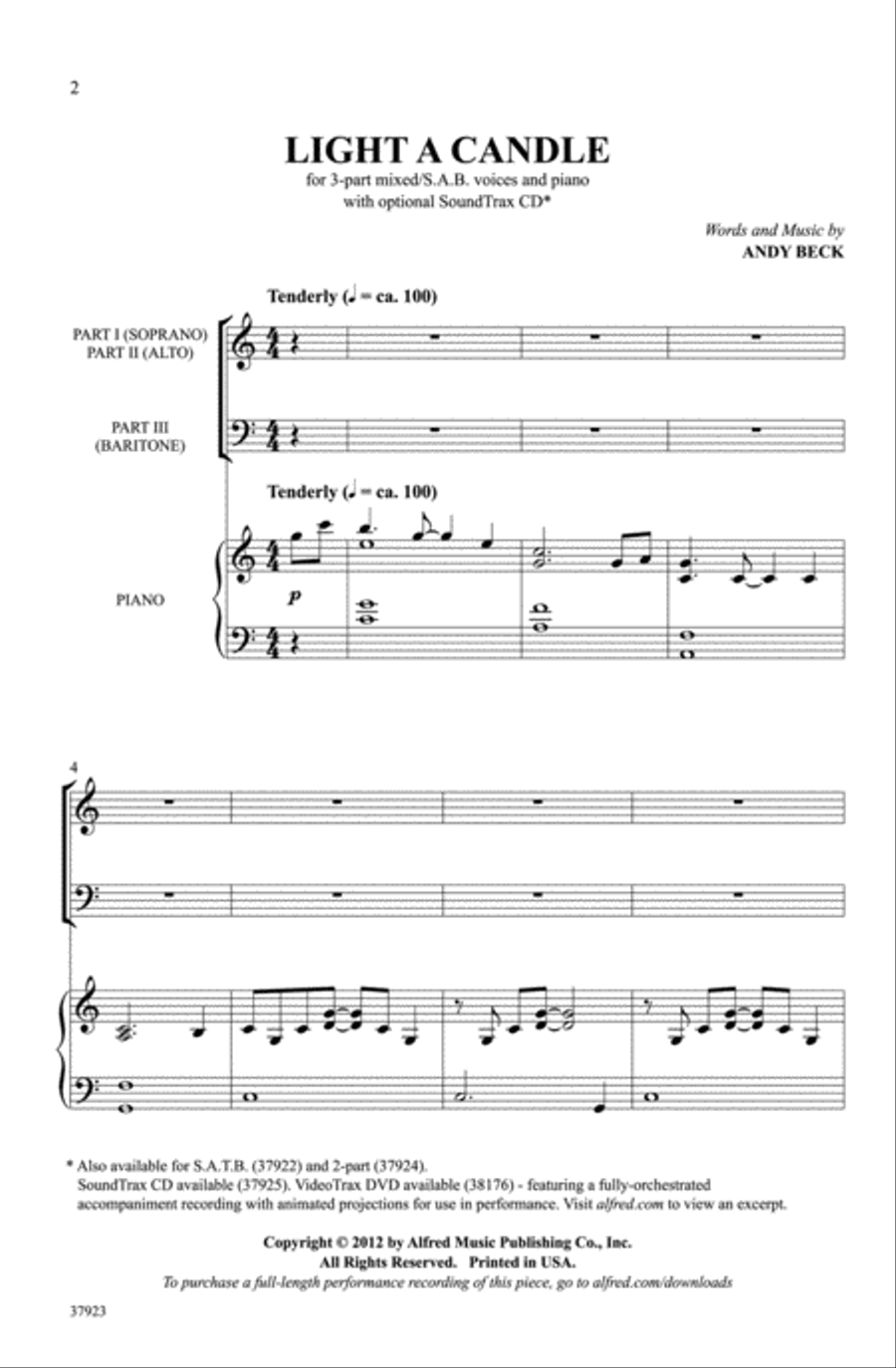 Light a Candle Choir scores gallery preview page 1