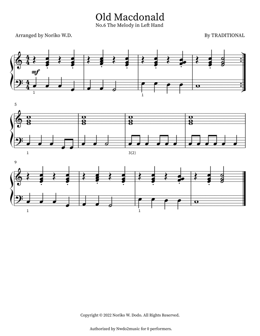 Old MacDonald Piano Method scores gallery preview page 1