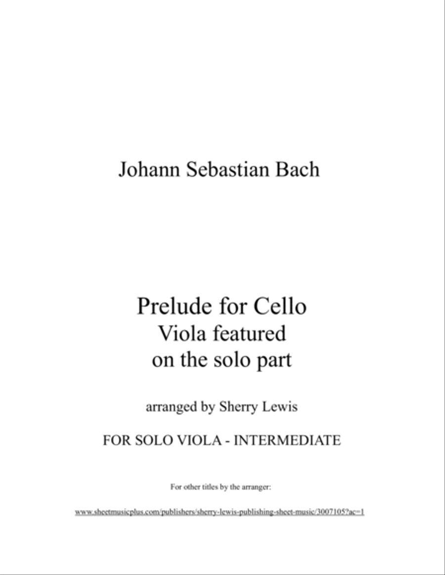 PRELUDE FROM CELLO SUITE NO. 1 by Bach' Features a Solo Viola Viola Solo scores gallery preview page 2