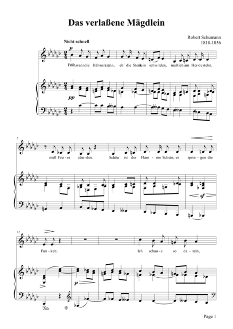 Schumann-Das verlaßene Mägdlein,Op.64 No.2 in e♭ minor Voice scores gallery preview page 2