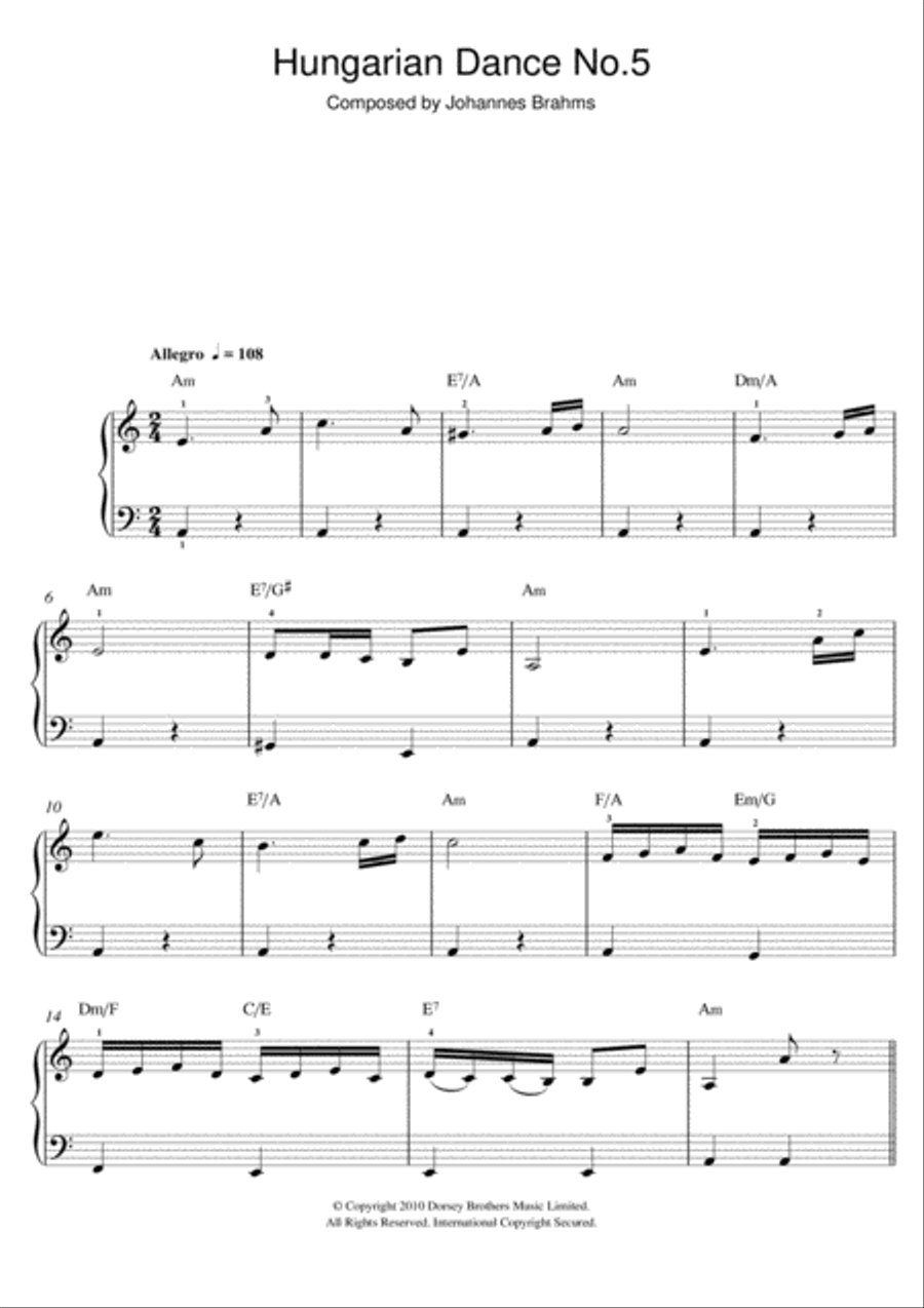 Hungarian Dance No.5 Hungarian Dance No.5 Piano scores gallery preview page 1