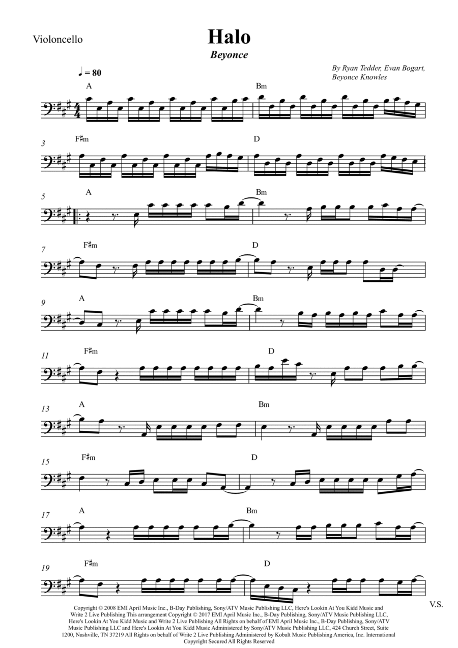 Halo Halo Cello Solo scores gallery preview page 1