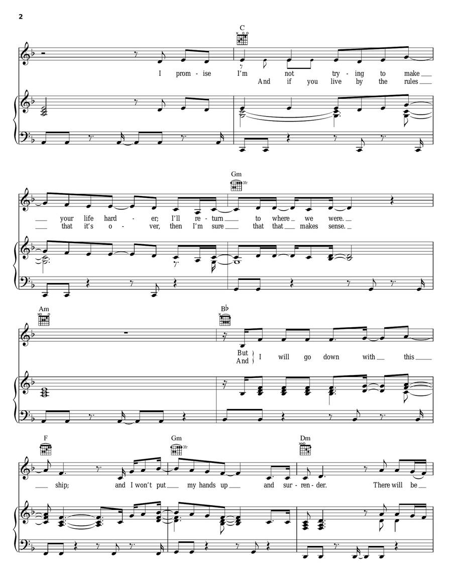 White Flag Piano, Vocal, Guitar scores gallery preview page 2