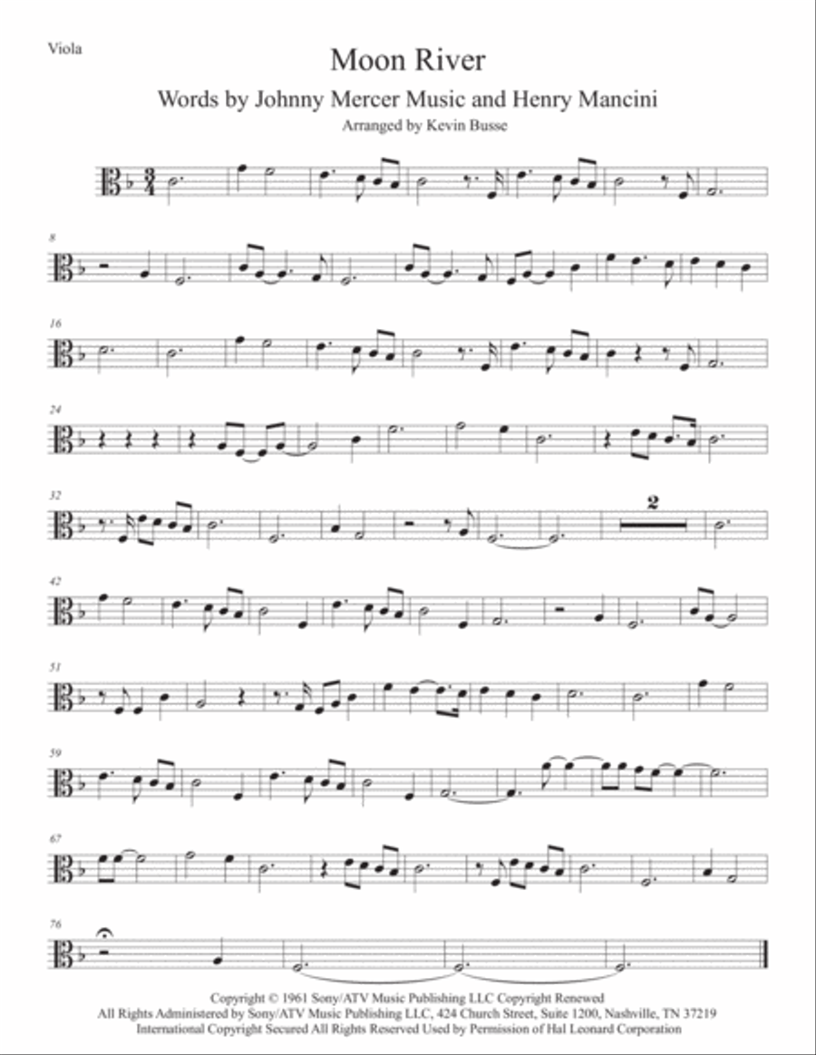 Moon River Moon River Viola Solo scores gallery preview page 1