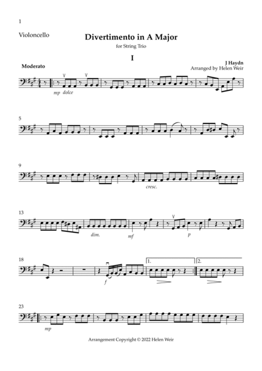 A Major String Trio, HAYDN for 2 Violins & Cello (Viola option) image number null