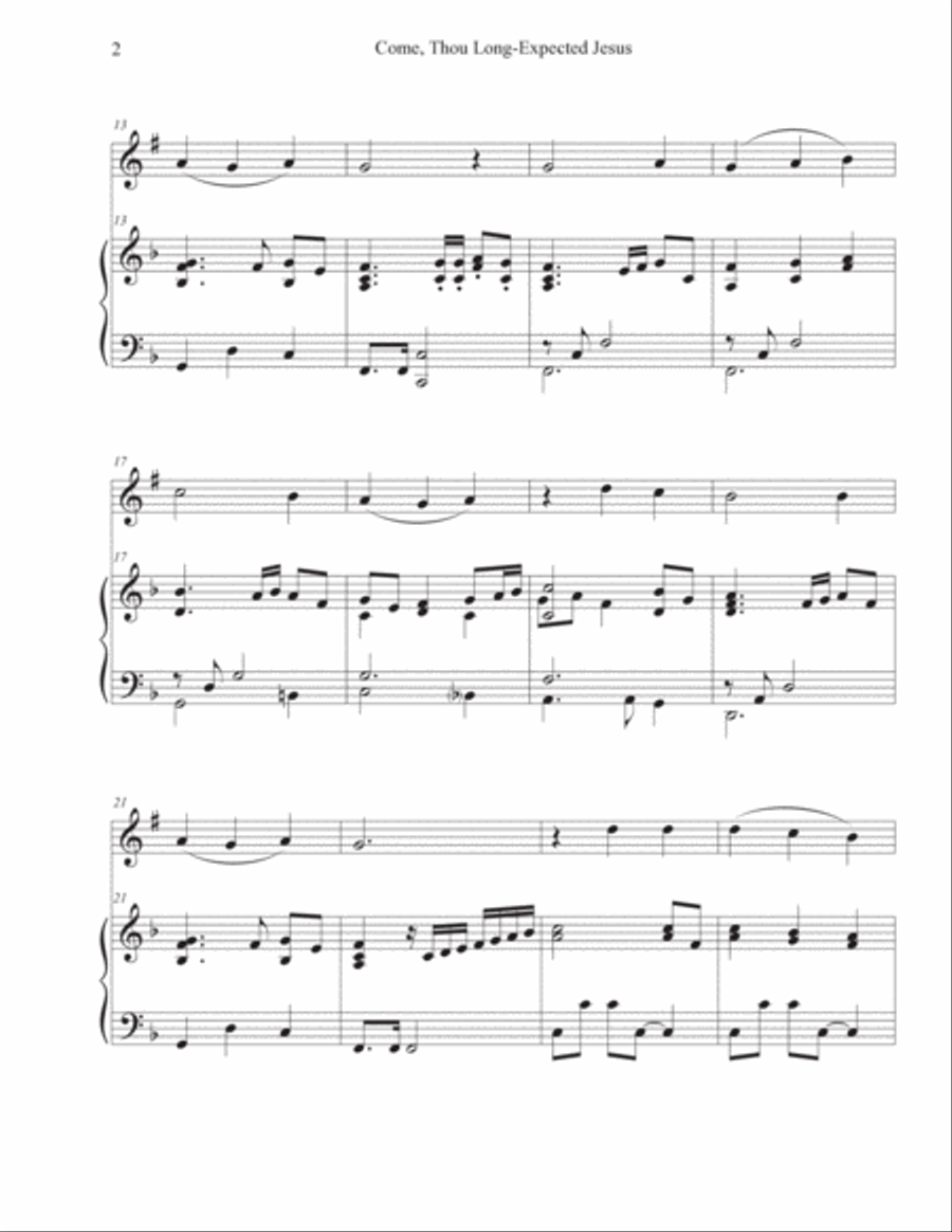 Come, Thou Long-Expected Jesus (Clarinet-Piano) Clarinet Solo scores gallery preview page 2