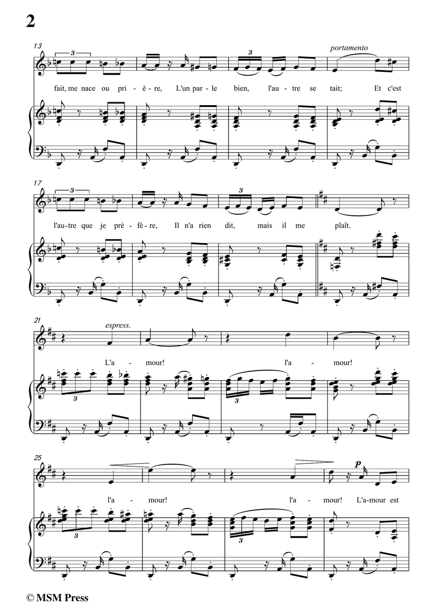 Bizet-L'amour est un oiseau rebelle(Habanera),from 'Carmen',in d minor,for Voice and Piano Piano, Vocal scores gallery preview page 4