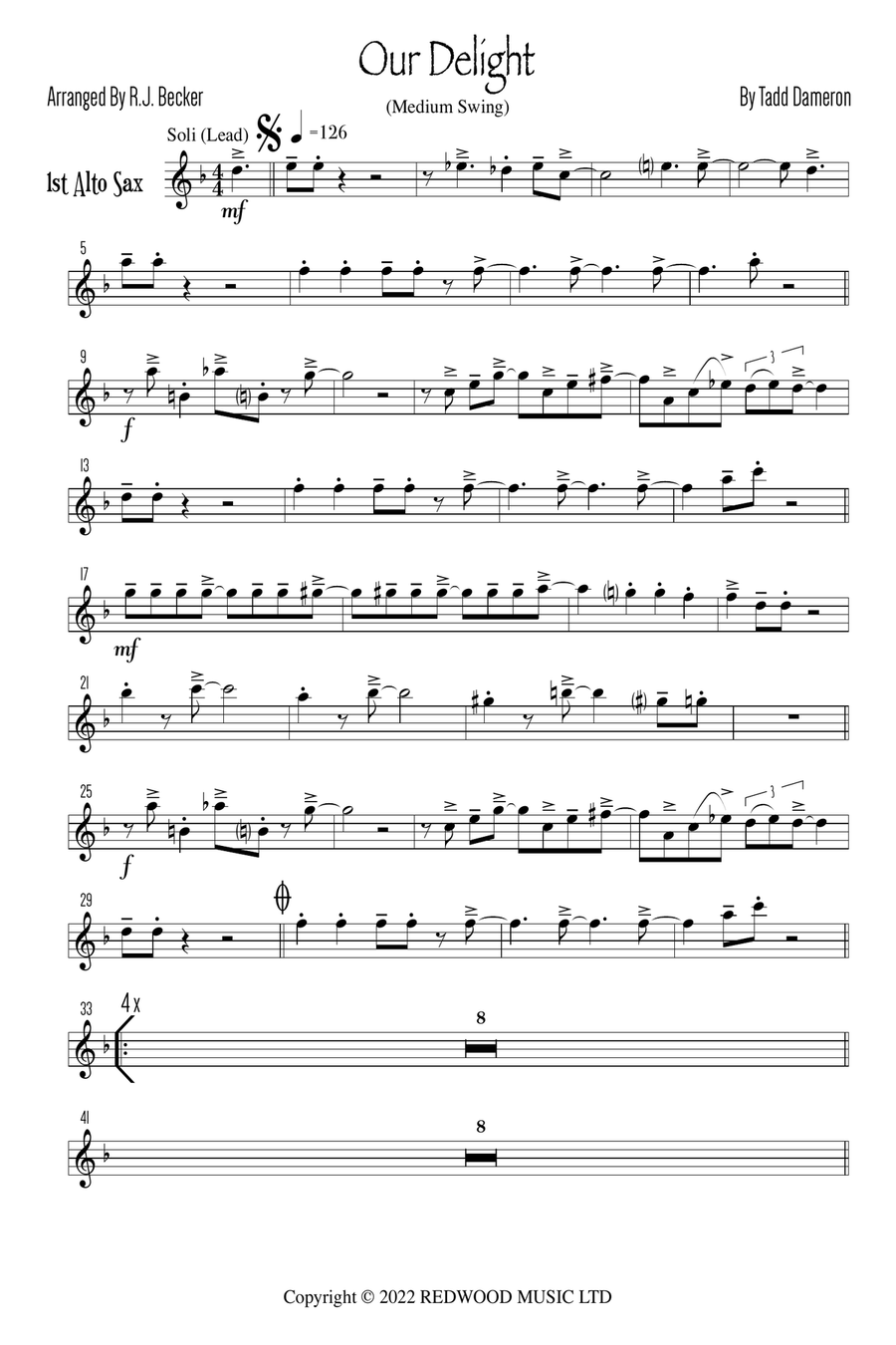 Our Delight Jazz Ensemble scores gallery preview page 1