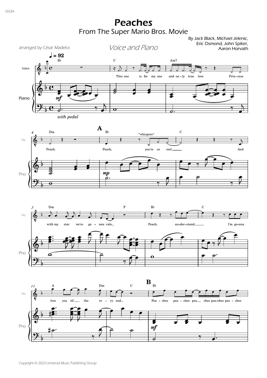 Peaches Piano, Vocal scores gallery preview page 3