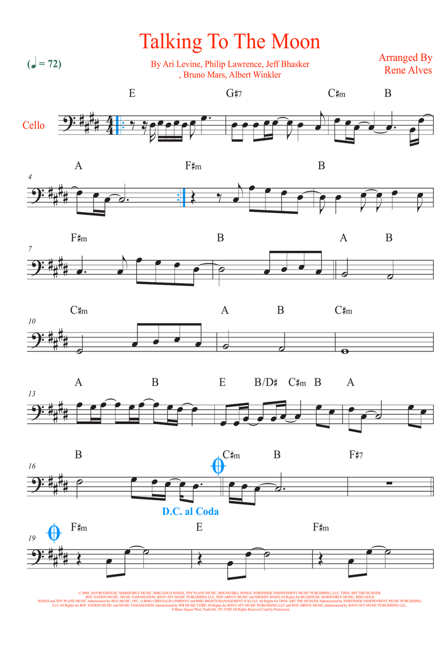 Talking To The Moon Cello Solo scores gallery preview page 1