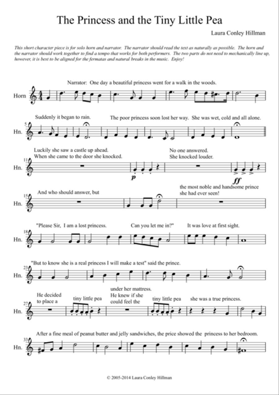 The Princess and the Tiny Little Pea Horn Solo scores gallery preview page 1