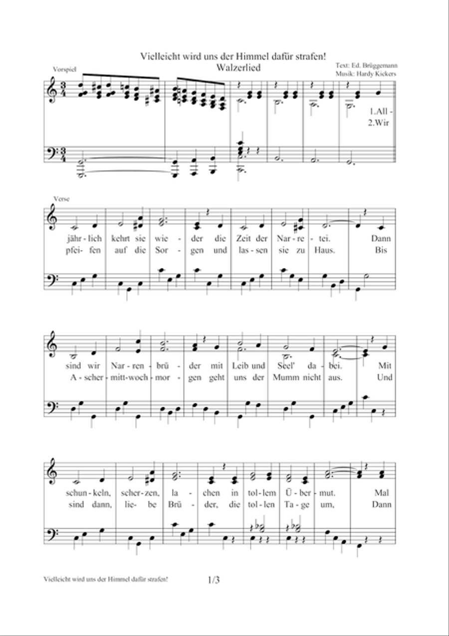 Vielleicht wird uns der Himmel dafur strafen! Piano, Vocal, Guitar scores gallery preview page 3