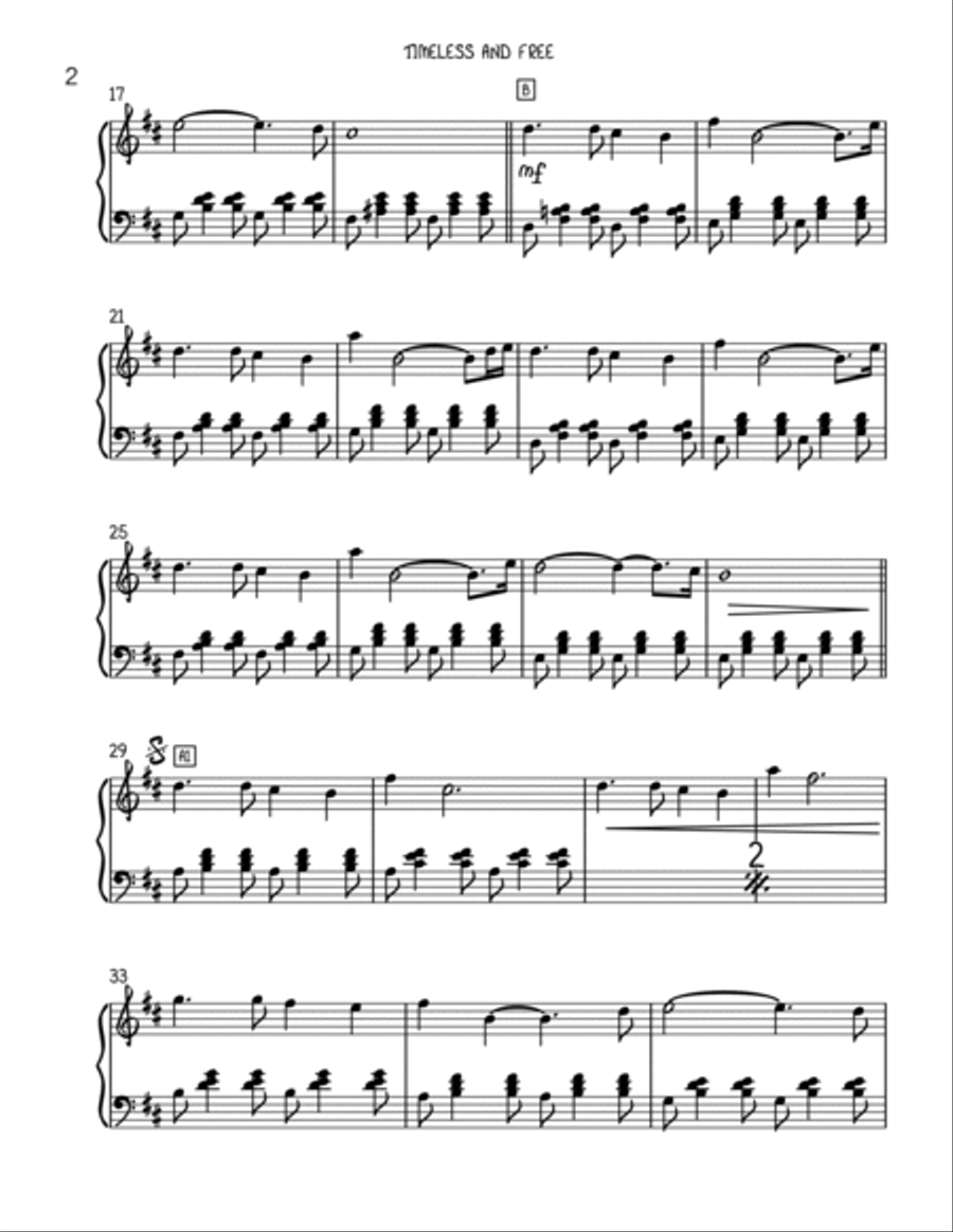 Timeless and Free Timeless and Free Piano Solo scores gallery preview page 2