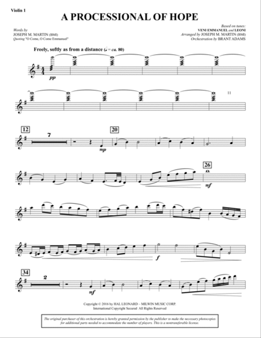 Invitation to a Miracle - Violin 1 Choir scores gallery preview page 5