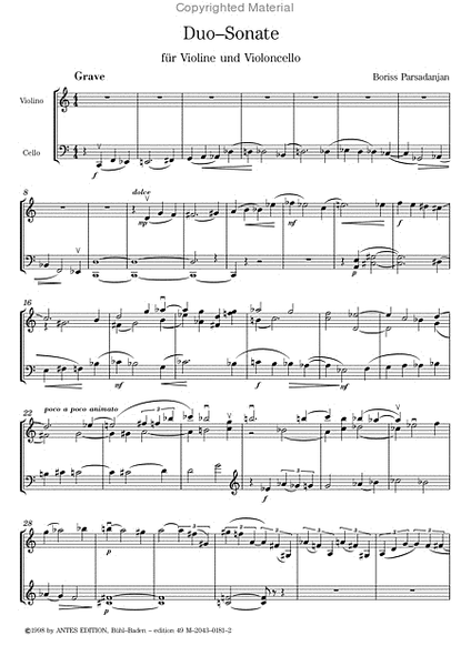 Duo-Sonate fur Violine und Violoncello