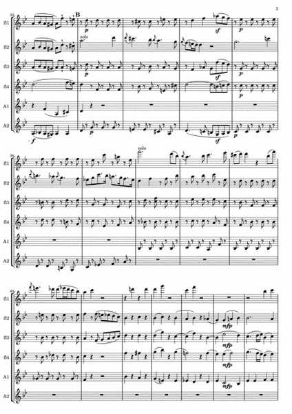 Mozart Tuba Mirum from Requiem KV 626 for flute sextet or flute choir image number null