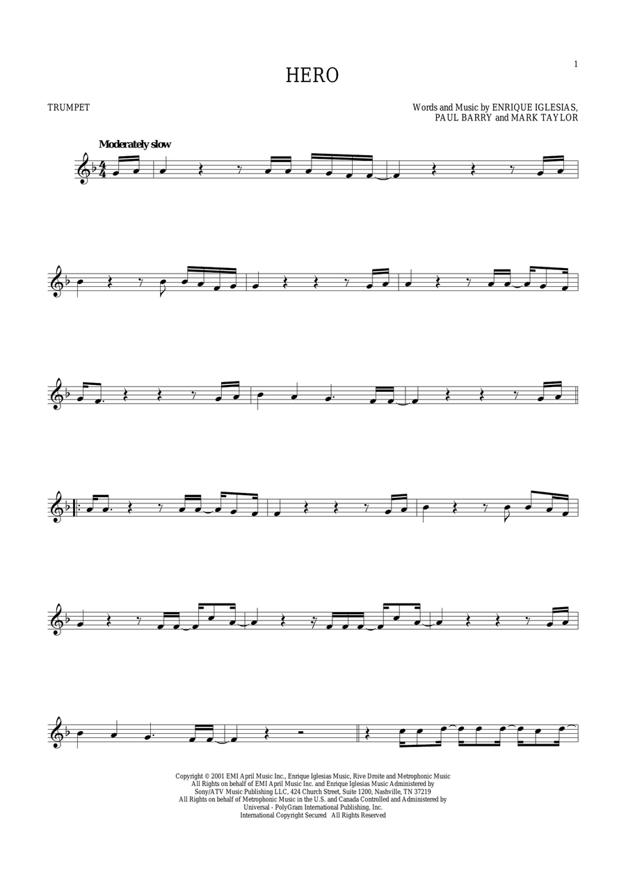 Hero Trumpet Solo scores gallery preview page 1