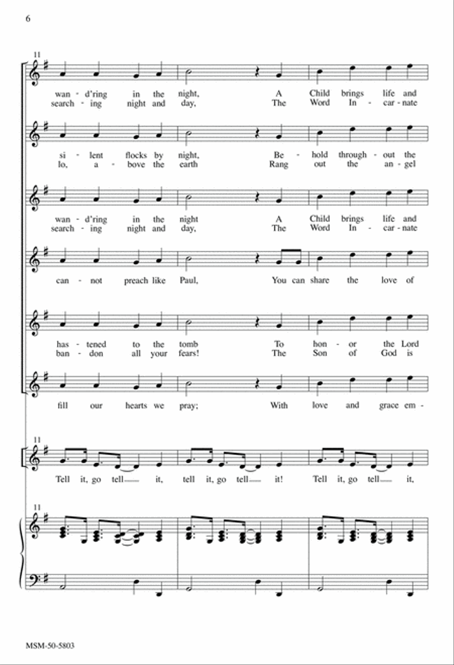 A Carol for All Seasons (Go, Tell It on the Mountain) Unison Choir scores gallery preview page 6