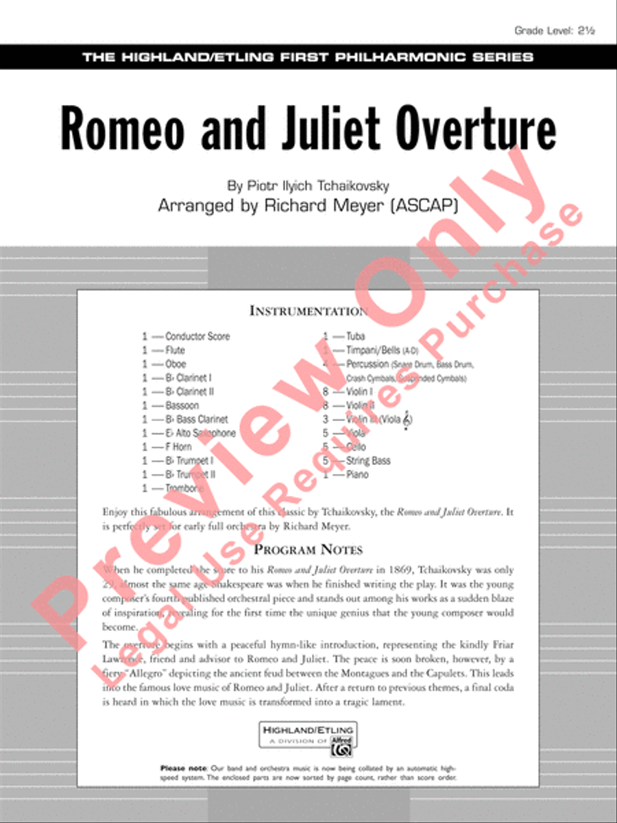 Romeo and Juliet Overture Full Orchestra scores gallery preview page 2