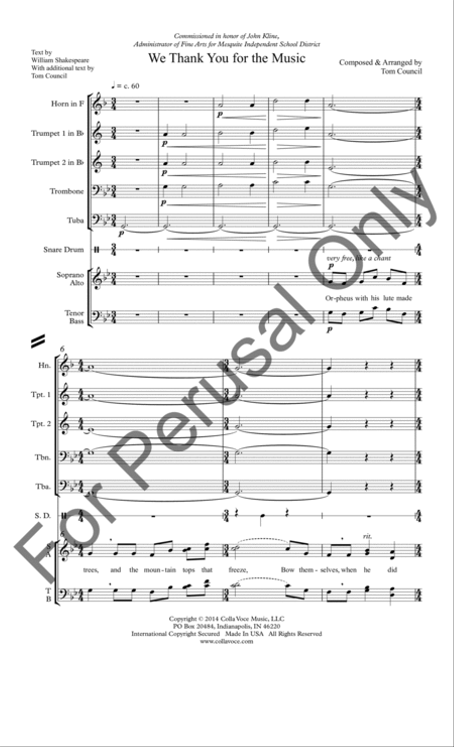 We Thank You for the Music (Brass Score/Parts) Choir scores gallery preview page 2