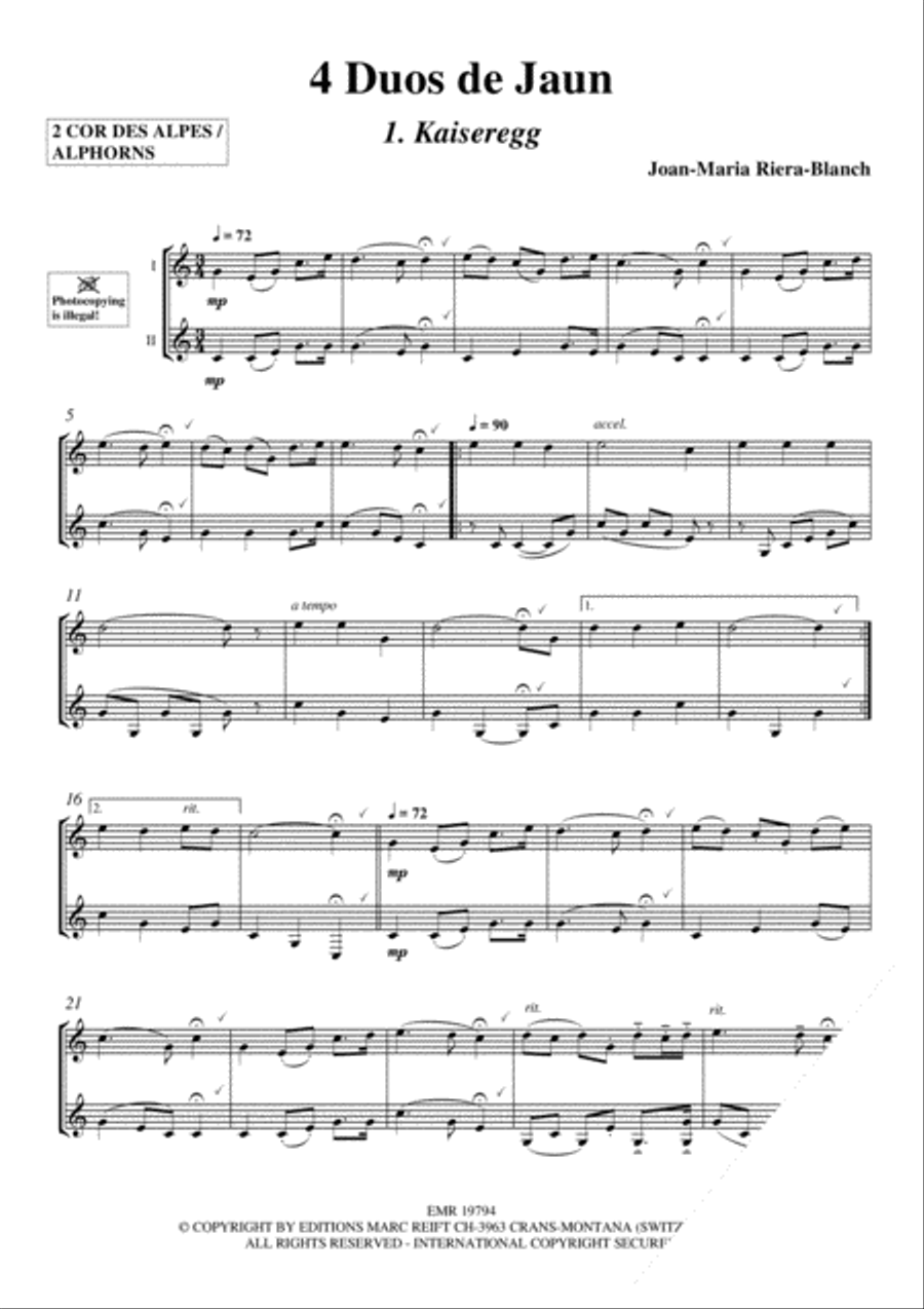 4 Duos de Jaun Alphorn scores gallery preview page 3