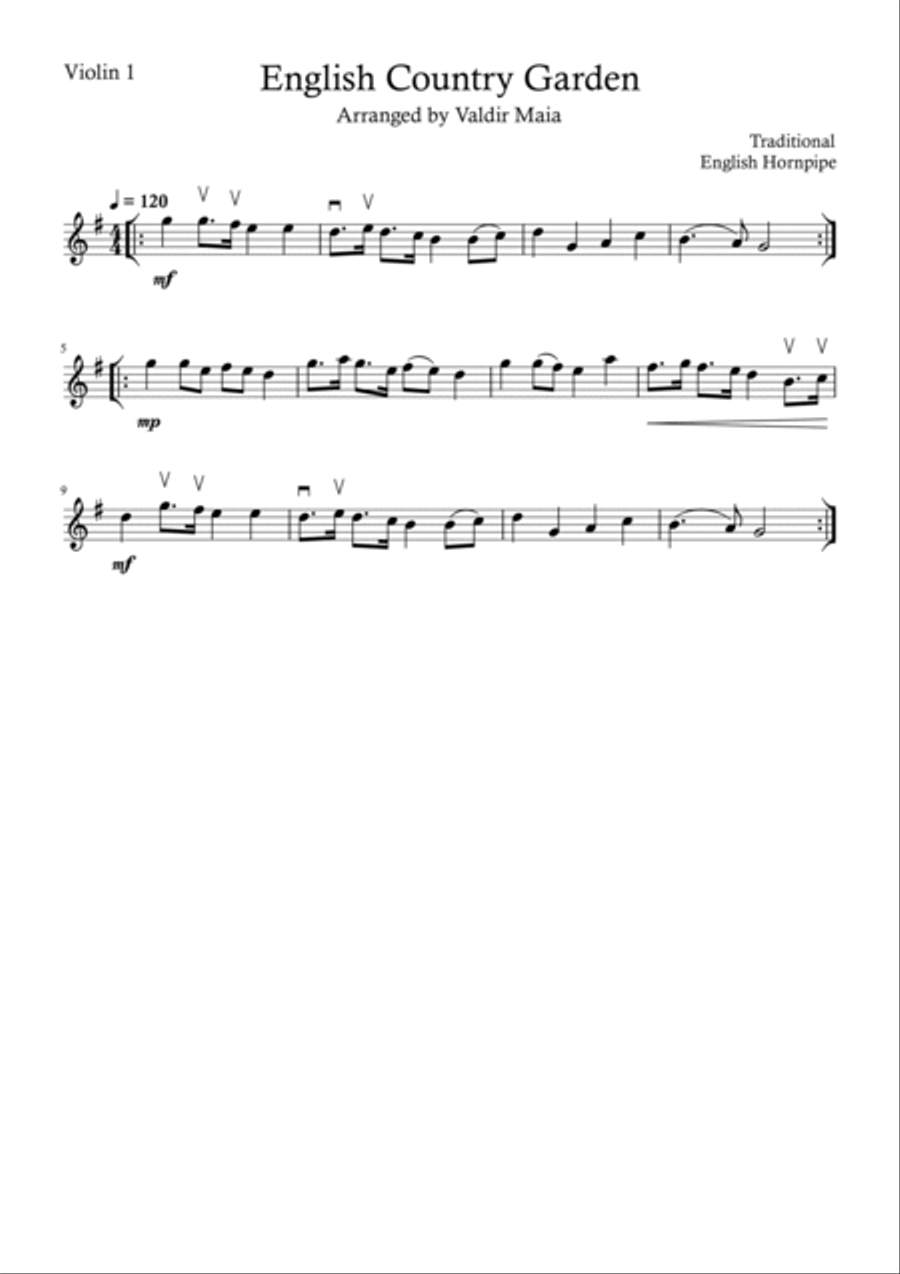 English Country Garden - Violin Trio or Ensemble String Trio scores gallery preview page 2