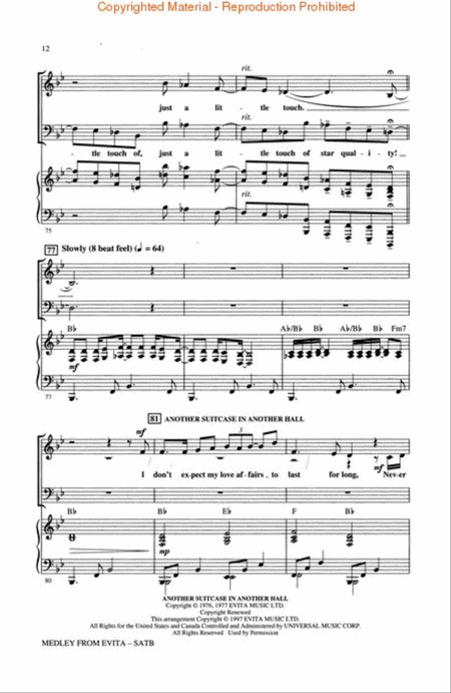 Medley from Evita 4-Part scores gallery preview page 3