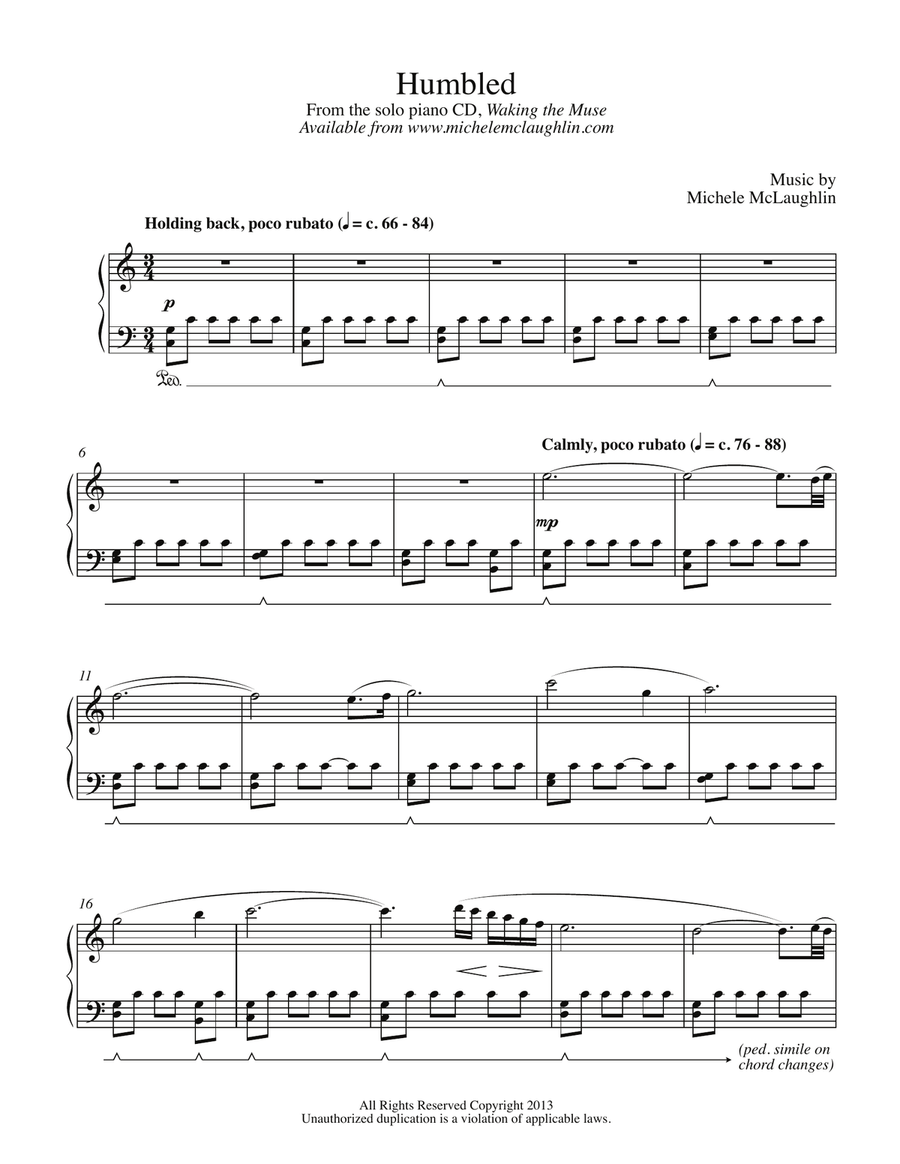Humbled Humbled Piano Solo scores gallery preview page 1