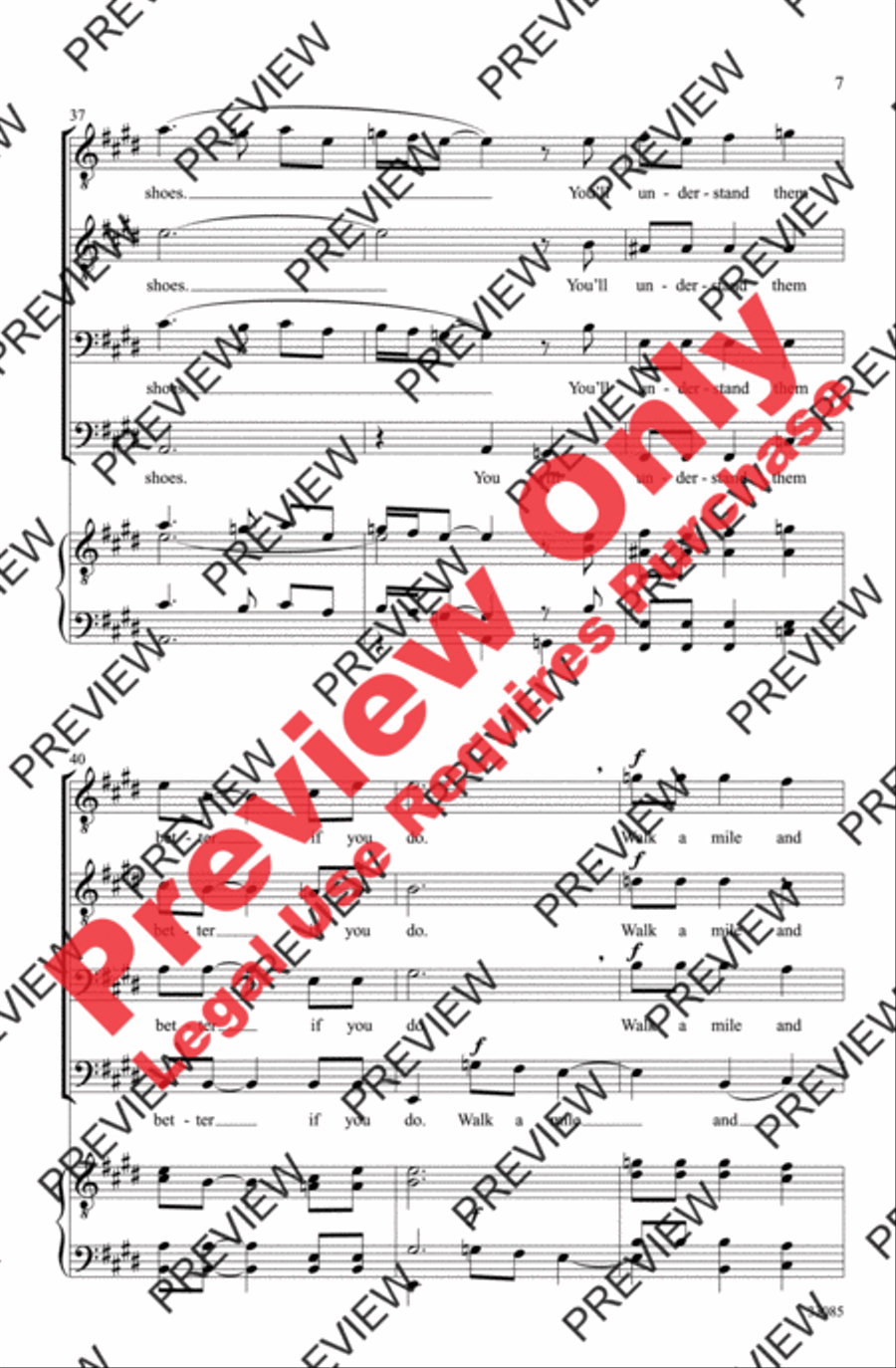 Walk a Mile Walk a Mile Men's Choir scores gallery preview page 7