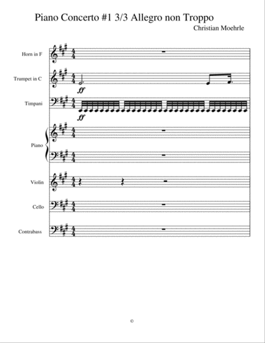 Piano Concerto #1 Movement 3 Allegro Non Troppo Large Ensemble scores gallery preview page 1