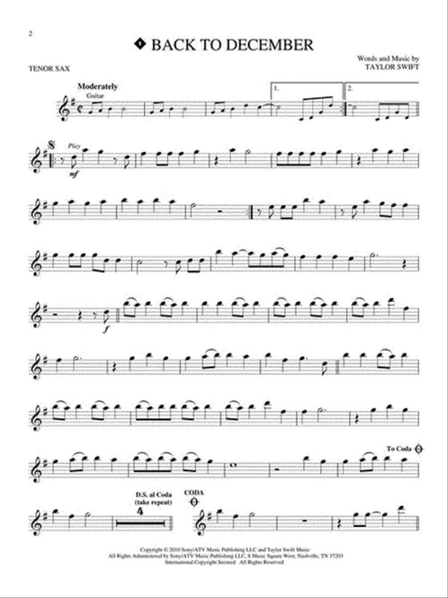 Taylor Swift – 2nd Edition Tenor Saxophone scores gallery preview page 3
