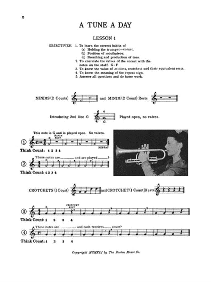 A Tune a Day – Cornet or Trumpet Concert Band Methods scores gallery preview page 3