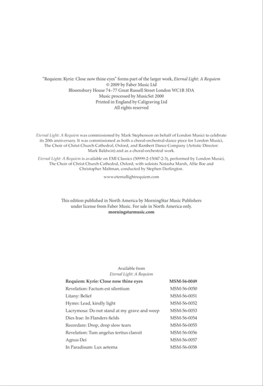 Requiem: Kyrie: Close now thine eyes from Eternal Light: A Requiem 4-Part scores gallery preview page 2