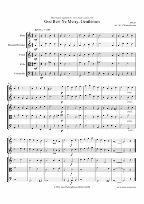 God Rest Ye Merry Gentlemen - Flute, Recorder, Violin, Viola, Cello