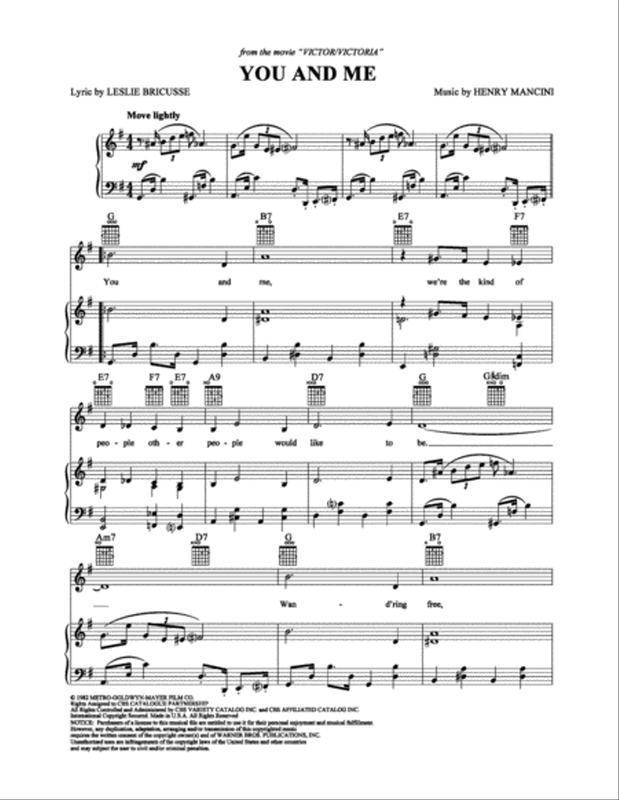 You and Me Piano, Vocal, Guitar scores gallery preview page 1