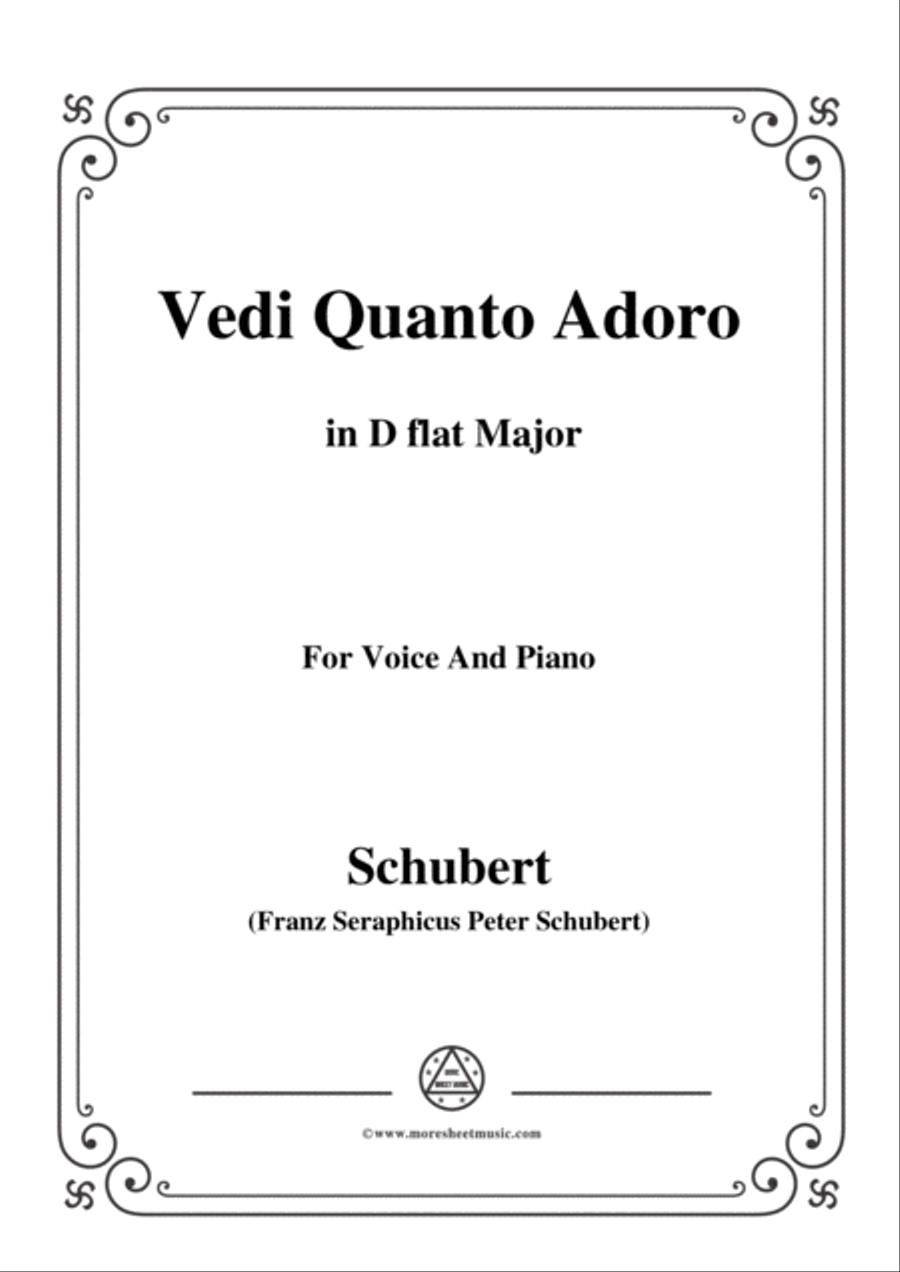 Schubert-Vedi Quanto Adoro,in D flat Major,for Voice&Piano Voice scores gallery preview page 1