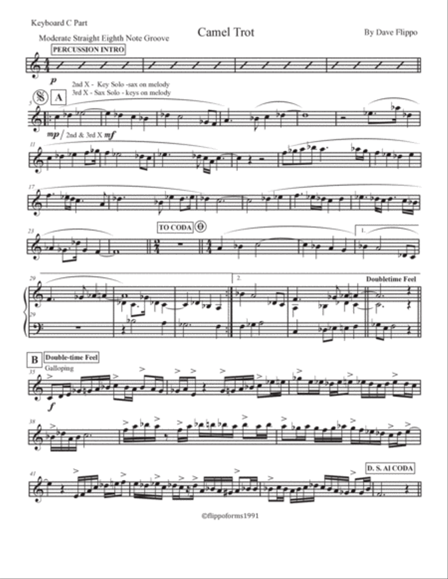 CAMEL TROT - The Globaljazz Series - Middle Eastern / Latin jazz fusion - Key, Bb, Bass Parts and Jazz Ensemble scores gallery preview page 2