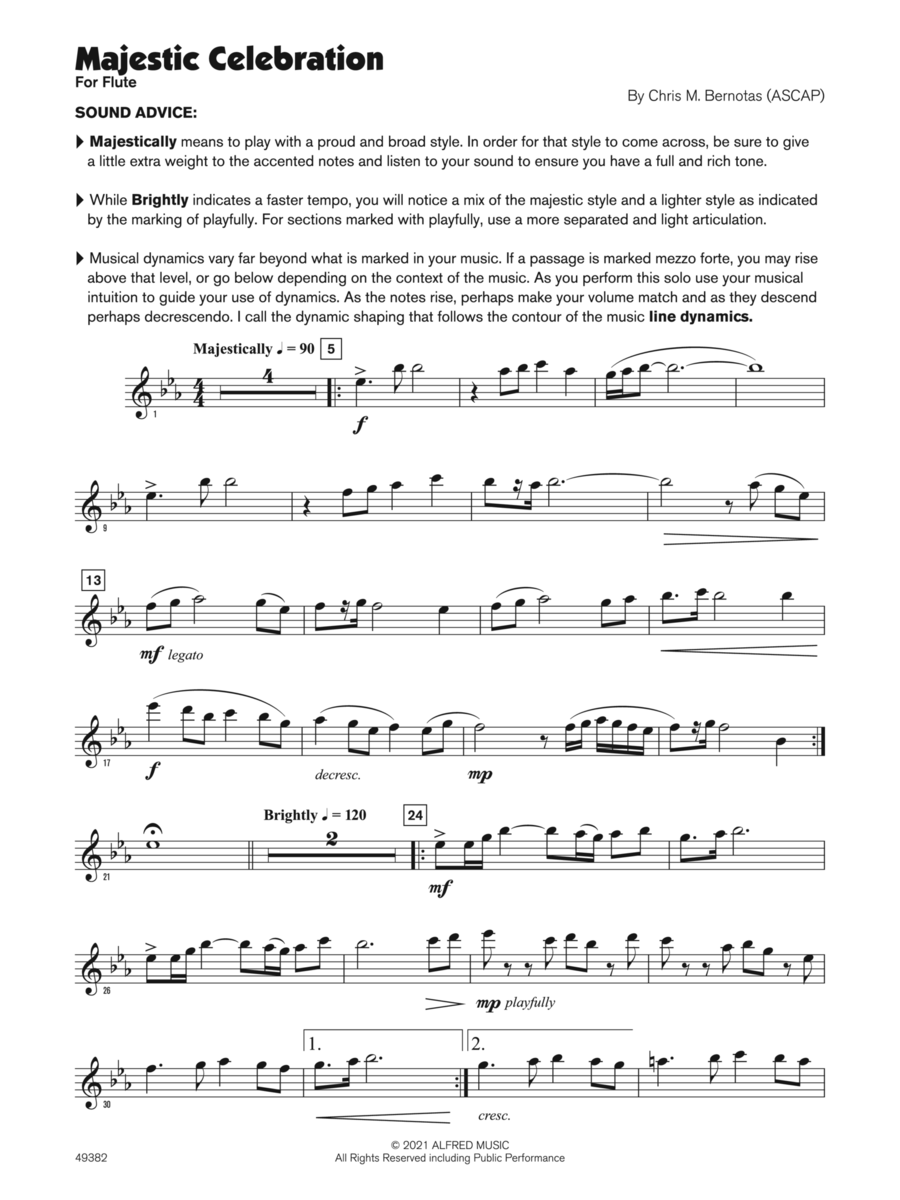 Majestic Celebration (Sound Innovations Soloist, Flute) Small Ensemble scores gallery preview page 1
