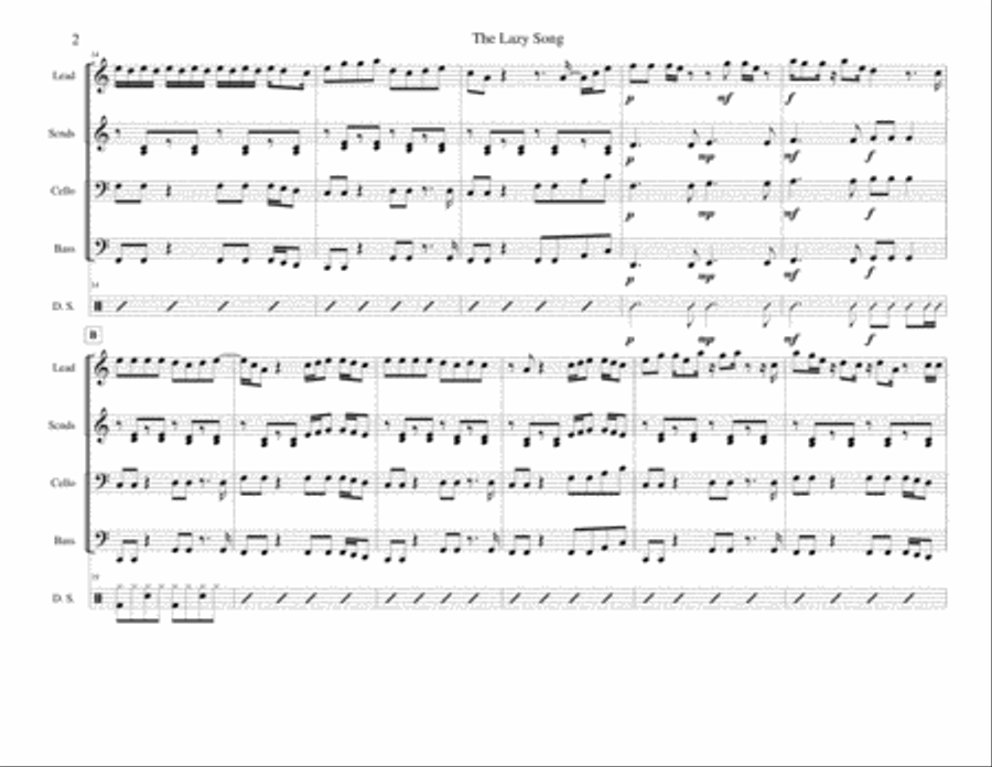 The Lazy Song The Lazy Song Percussion Ensemble scores gallery preview page 2
