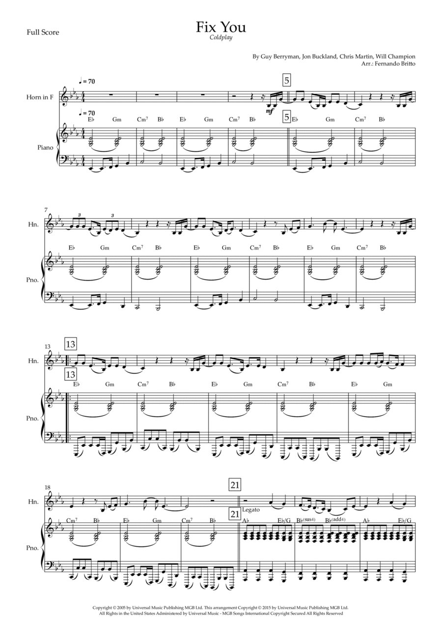 Fix You Horn scores gallery preview page 1