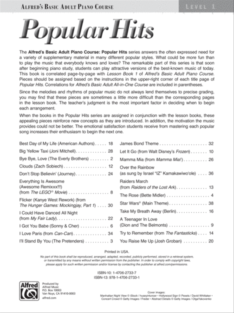 Alfred's Basic Adult Piano Course -- Popular Hits, Book 1 Piano Method scores gallery preview page 2