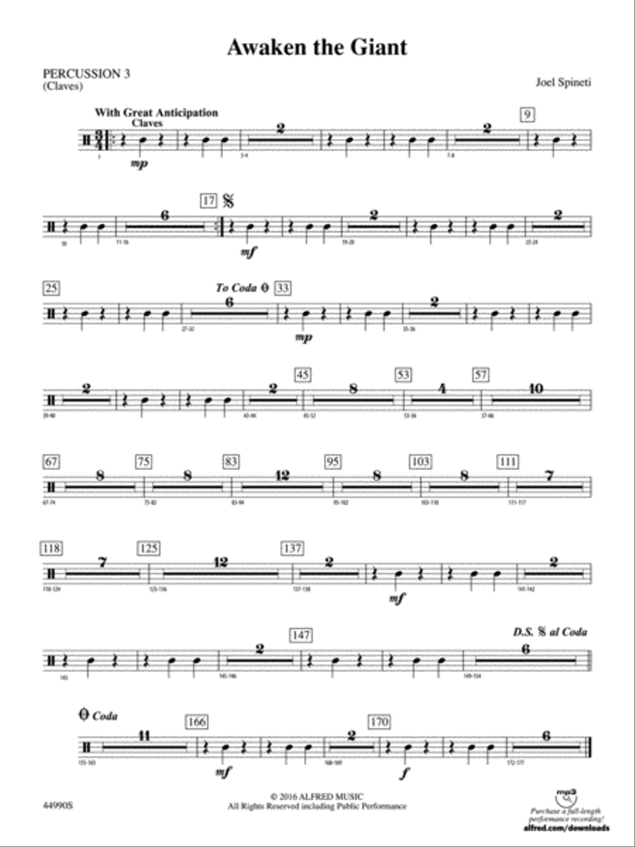 Awaken the Giant: 3rd Percussion Concert Band scores gallery preview page 1