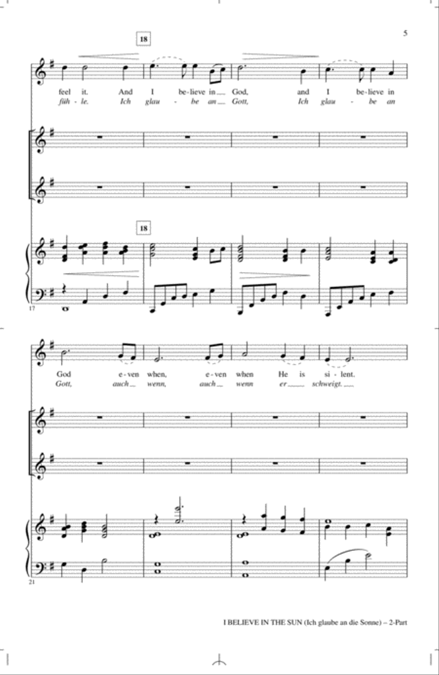 I Believe In The Sun (Ich Glaube An Die Sonne) 2-Part scores gallery preview page 3