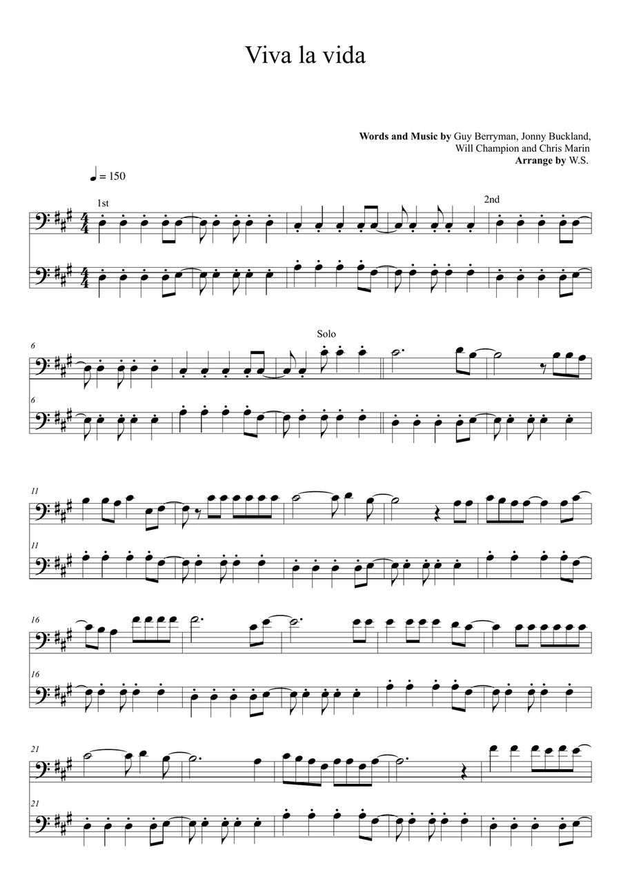 Viva La Vida String Orchestra scores gallery preview page 1