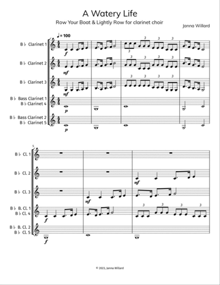 A Watery Life Clarinet Choir scores gallery preview page 4