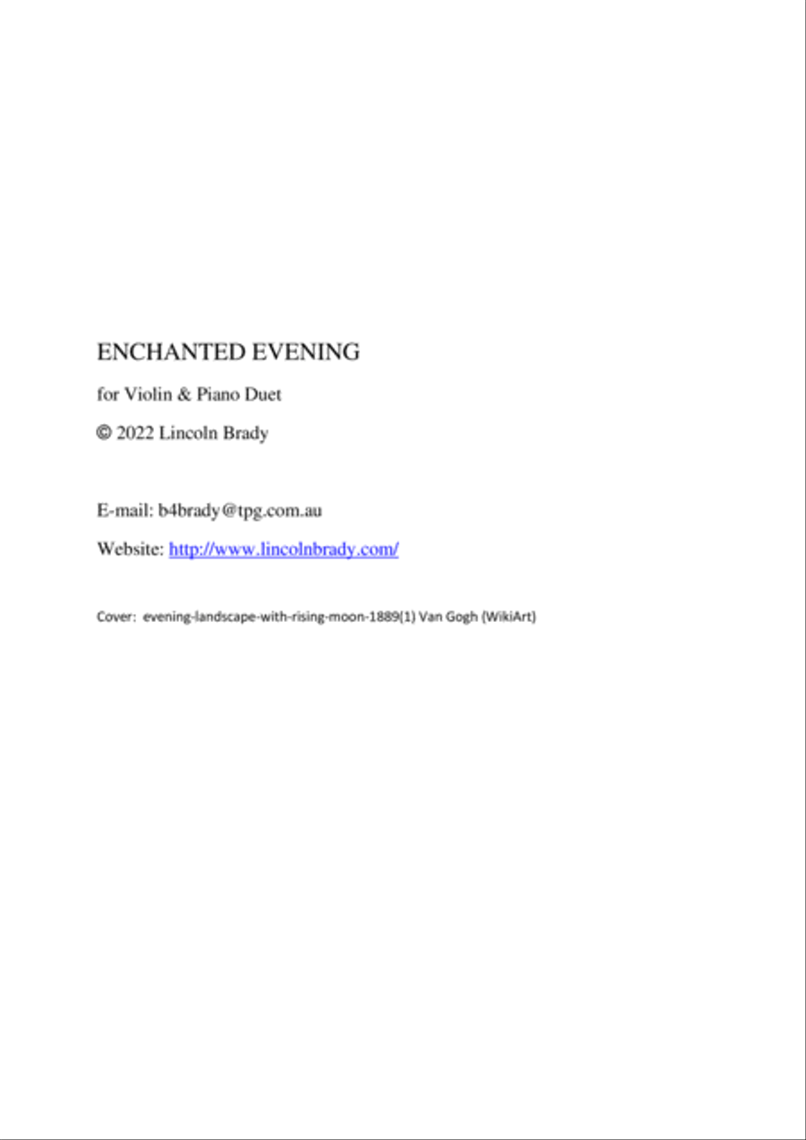 ENCHANTED EVENING - Violin & Piano Duet image number null