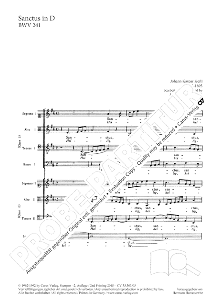 Sanctus in D major (Heilig) 4-Part scores gallery preview page 3